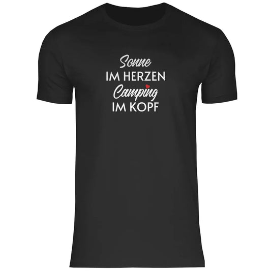 Sonne im Herzen Camping im Kopf - Männer Shirt - Campingfamilie.de