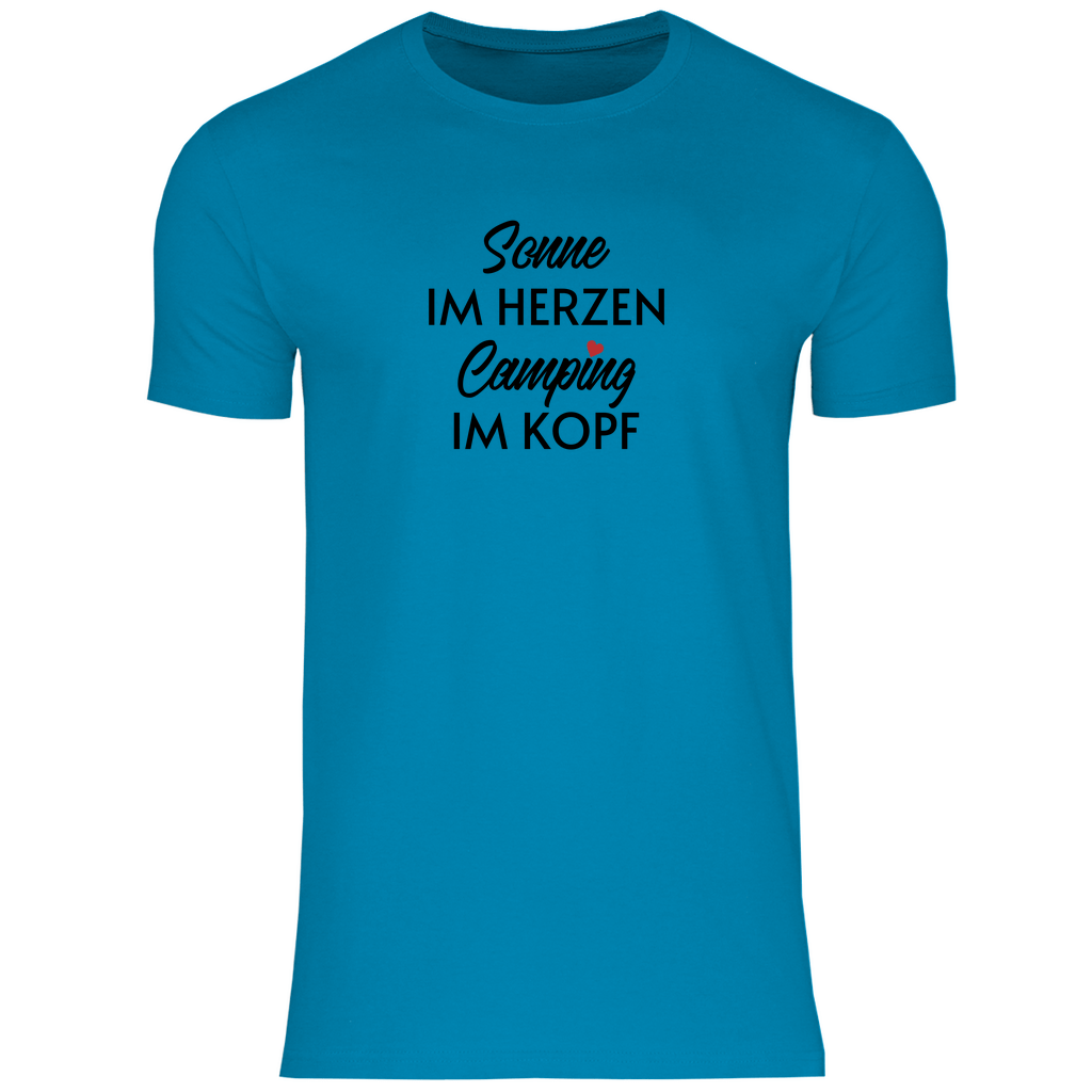 Sonne im Herzen Camping im Kopf - Männer Shirt - Campingfamilie.de