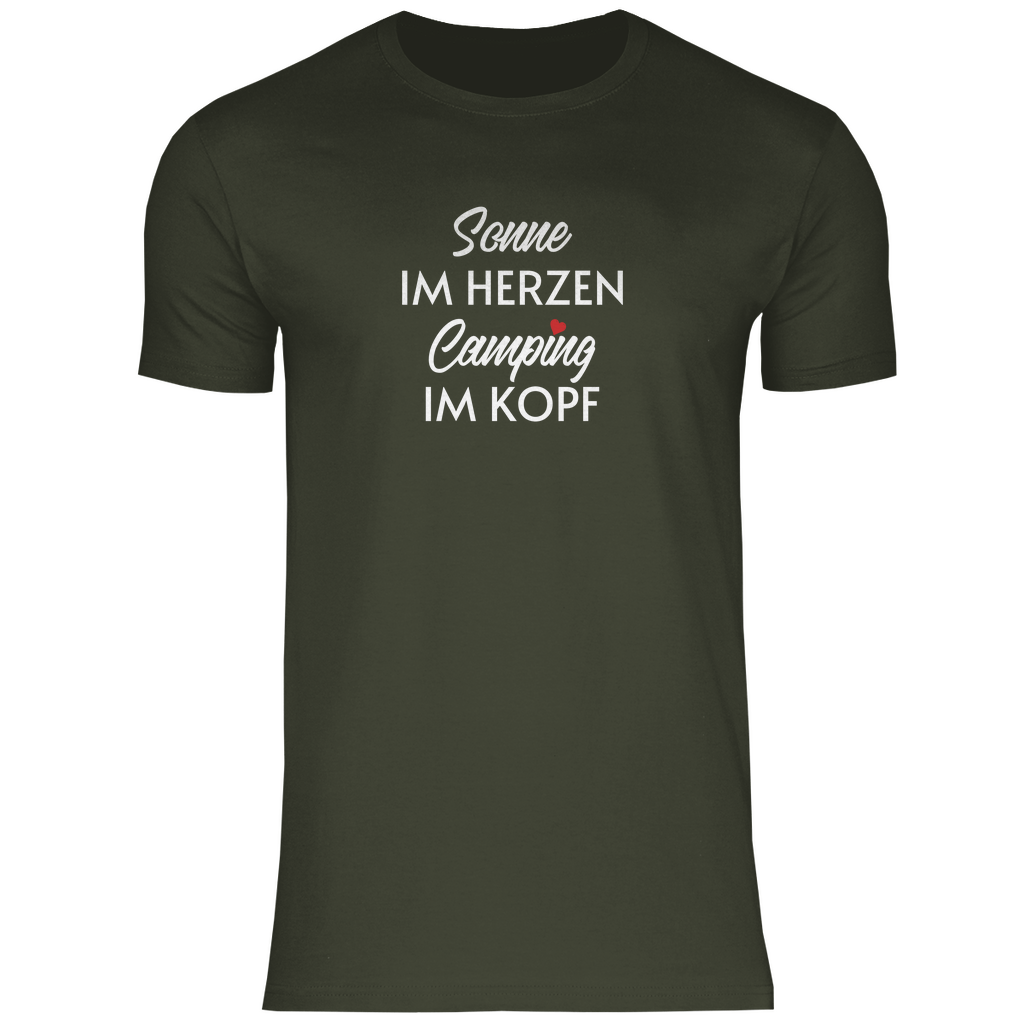 Sonne im Herzen Camping im Kopf - Männer Shirt - Campingfamilie.de