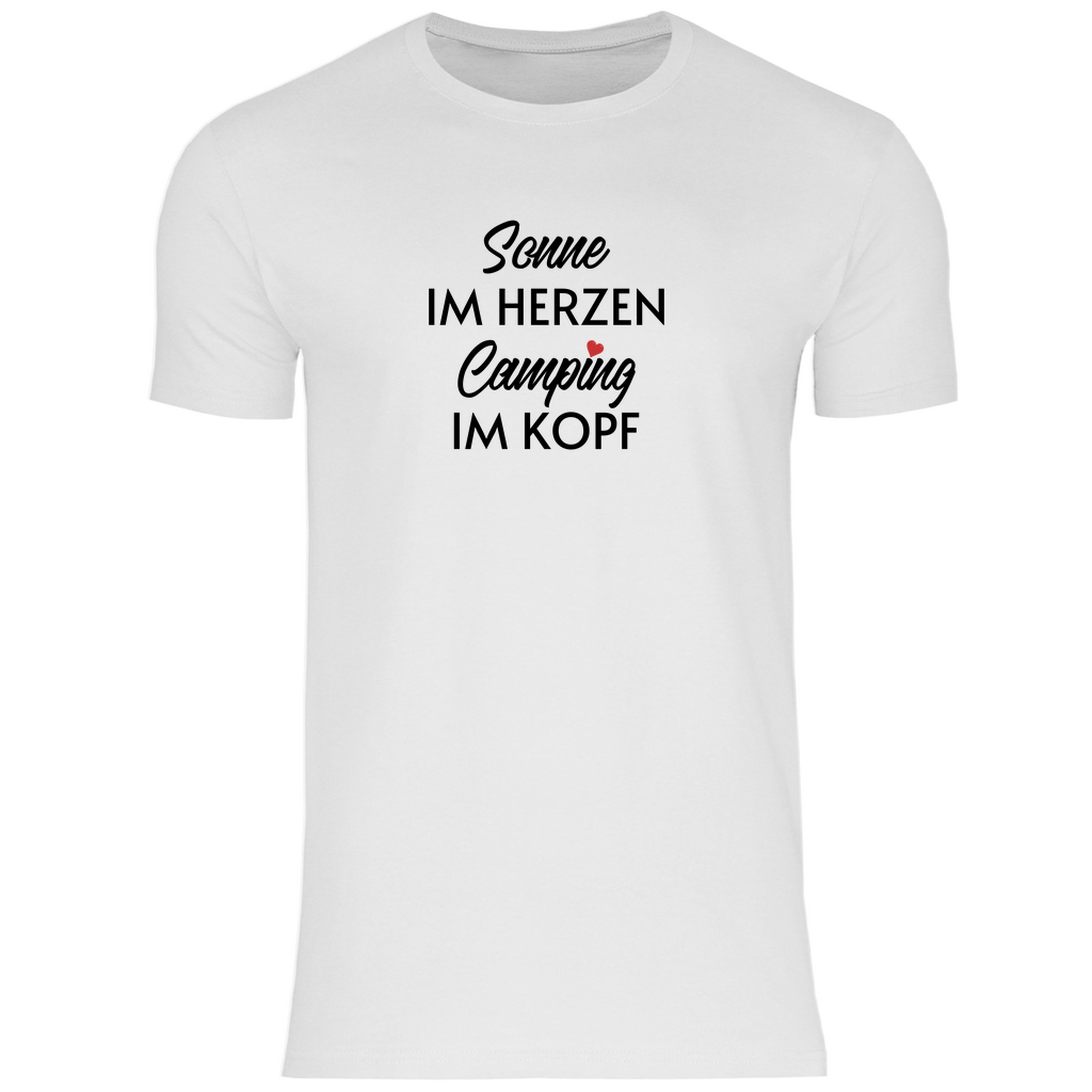 Sonne im Herzen Camping im Kopf - Männer Shirt - Campingfamilie.de