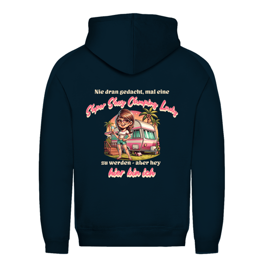 Super Sexy Camping Lady (Sekt) - Backprint Frauen Hoodie - Campingfamilie.de