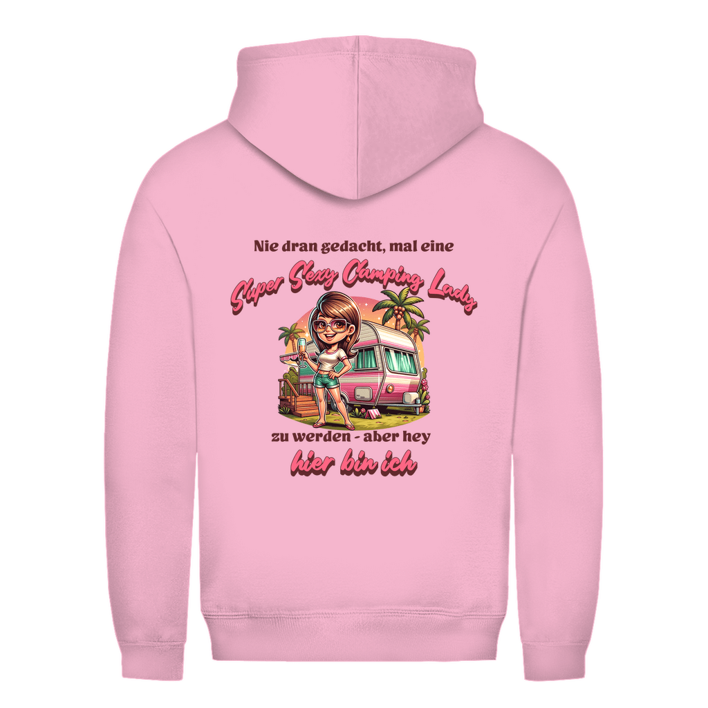 Super Sexy Camping Lady (Sekt) - Backprint Frauen Hoodie - Campingfamilie.de