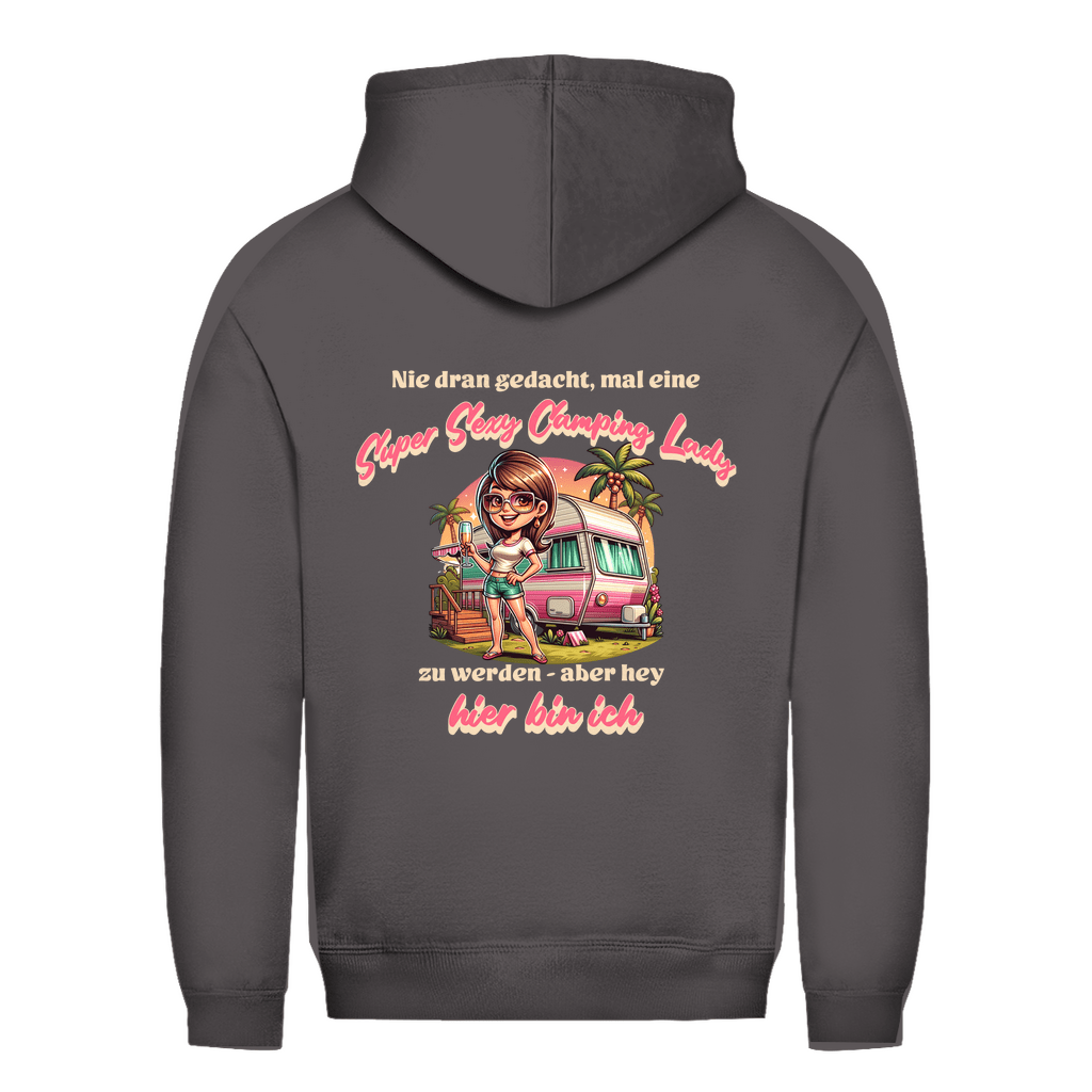 Super Sexy Camping Lady (Sekt) - Backprint Frauen Hoodie - Campingfamilie.de
