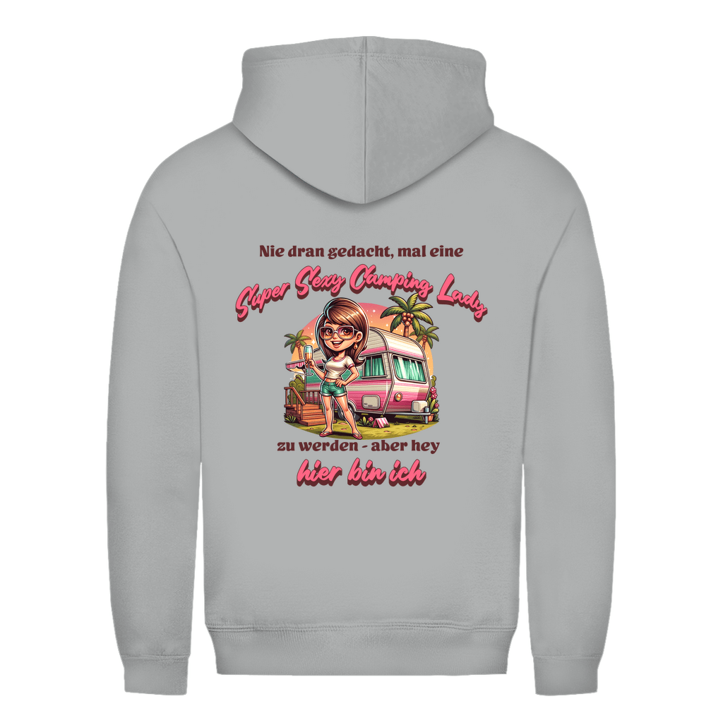 Super Sexy Camping Lady (Sekt) - Backprint Frauen Hoodie - Campingfamilie.de