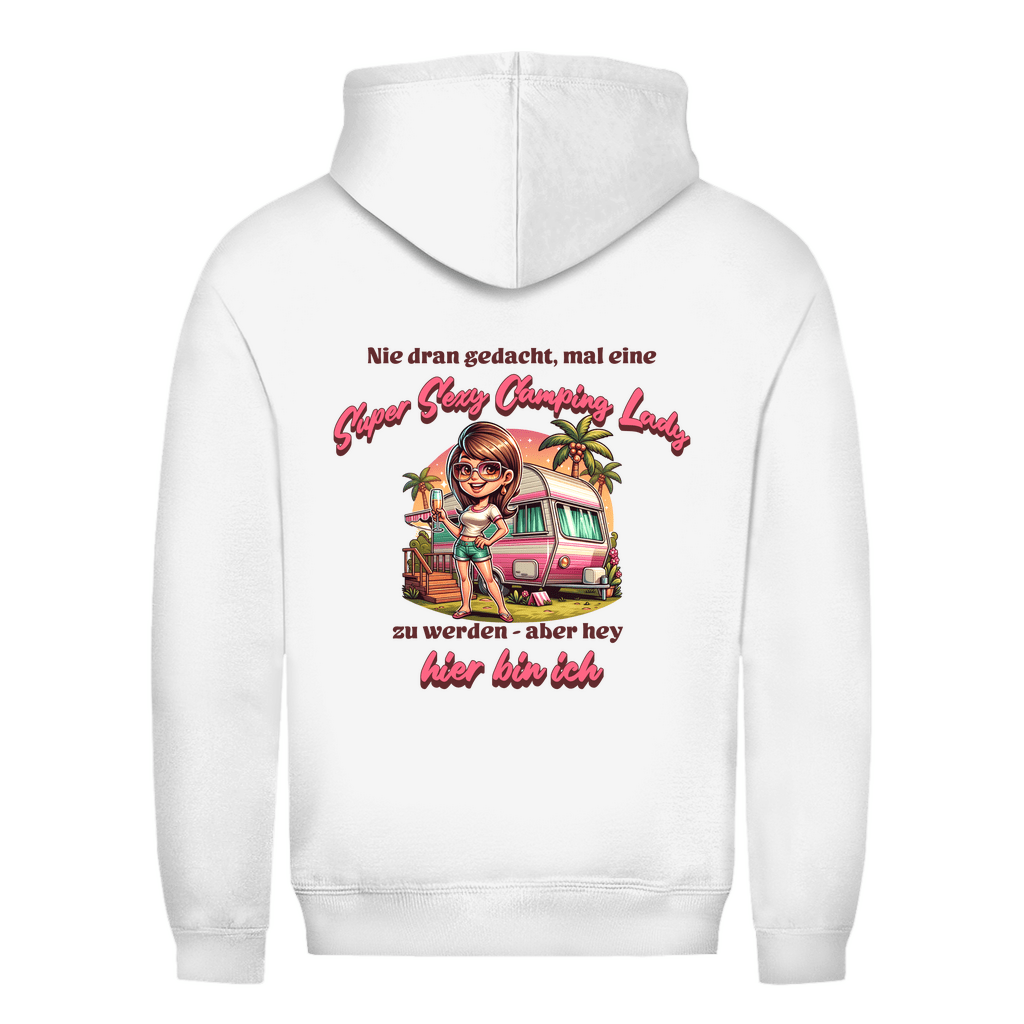 Super Sexy Camping Lady (Sekt) - Backprint Frauen Hoodie - Campingfamilie.de