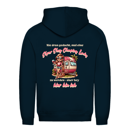 Super Sexy Camping Lady (Wein) - Backprint Frauen Hoodie - Campingfamilie.de