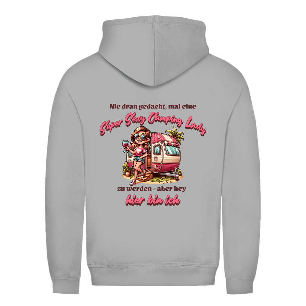 Super Sexy Camping Lady (Wein) - Backprint Frauen Hoodie - Campingfamilie.de