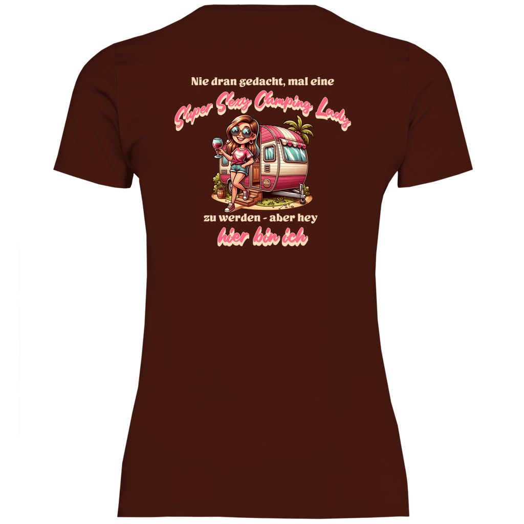 Super Sexy Camping Lady (Wein) - Frauen Shirt - Campingfamilie.de