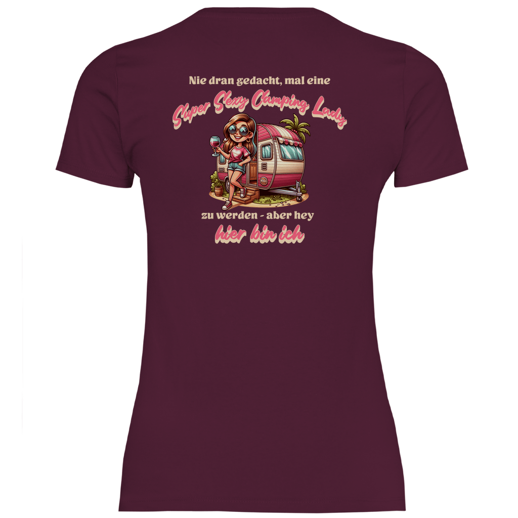 Super Sexy Camping Lady (Wein) - Frauen Shirt - Campingfamilie.de