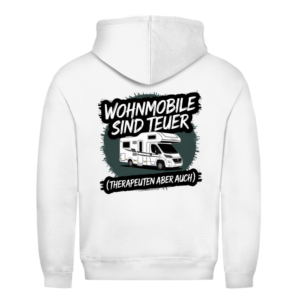 Wohnmobile sind teuer – Therapeuten aber auch! - Backprint Männer Hoodie - Campingfamilie.de