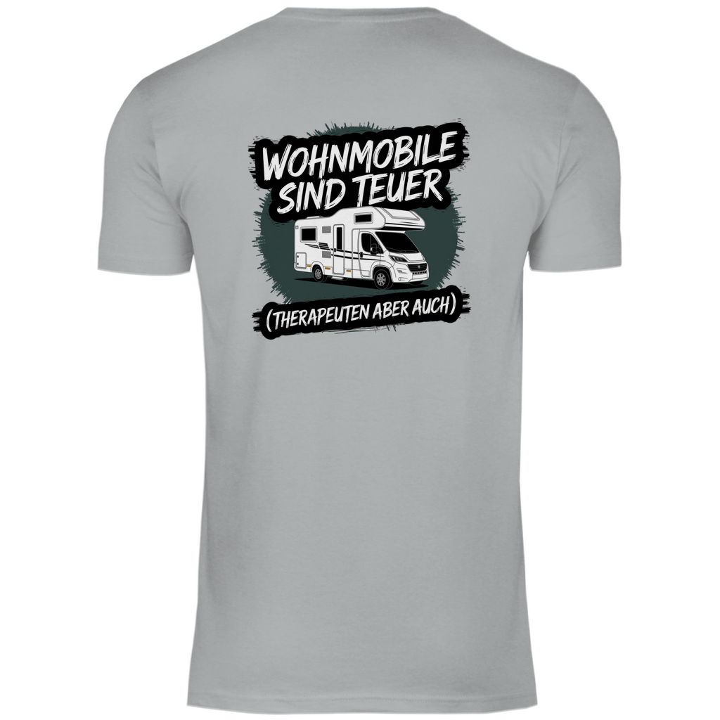 Wohnmobile sind teuer – Therapeuten aber auch! - Backprint Männer Shirt - Campingfamilie.de