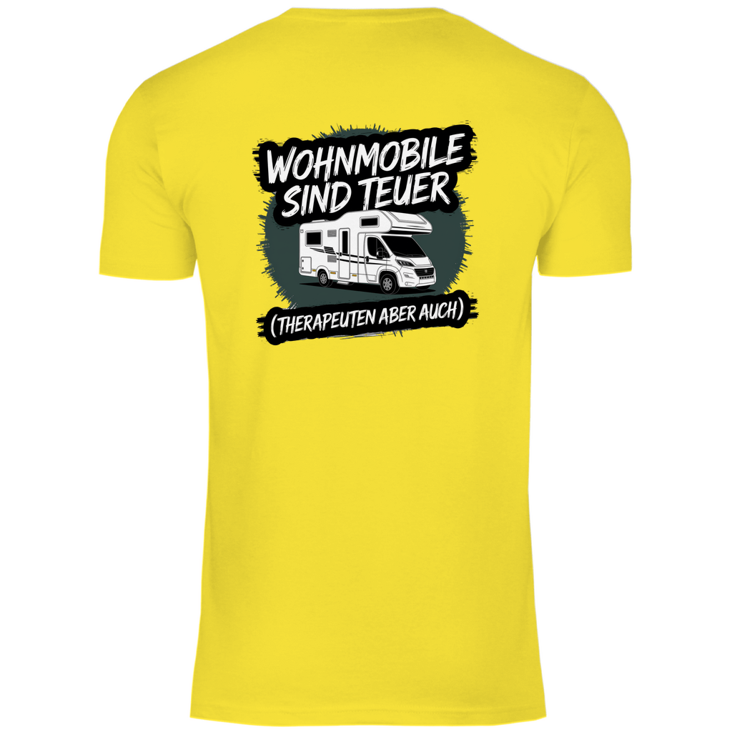 Wohnmobile sind teuer – Therapeuten aber auch! - Backprint Männer Shirt - Campingfamilie.de