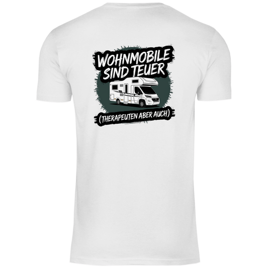 Wohnmobile sind teuer – Therapeuten aber auch! - Backprint Männer Shirt - Campingfamilie.de