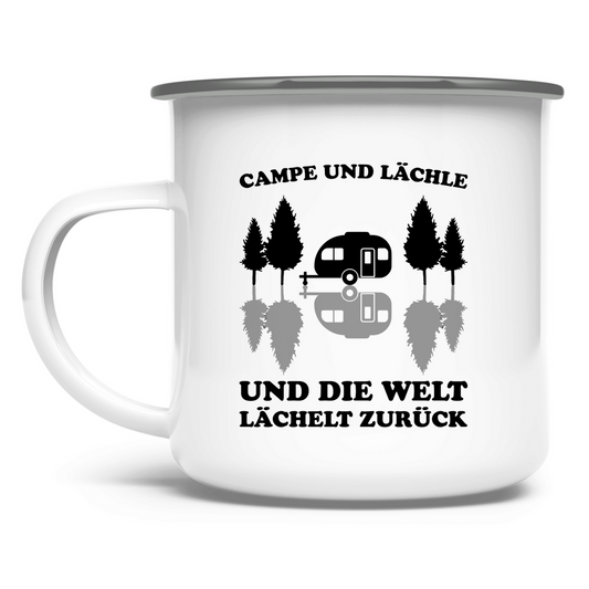 Campe und lächle - Emaille Tasse