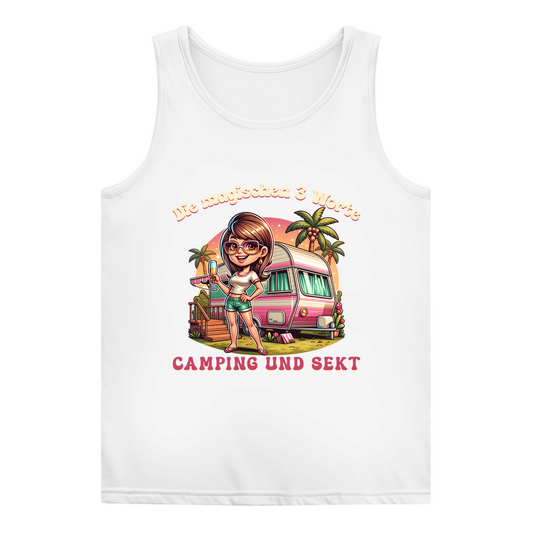 Die magischen 3 Worte: Camping & Sekt - Frauen Tank Top