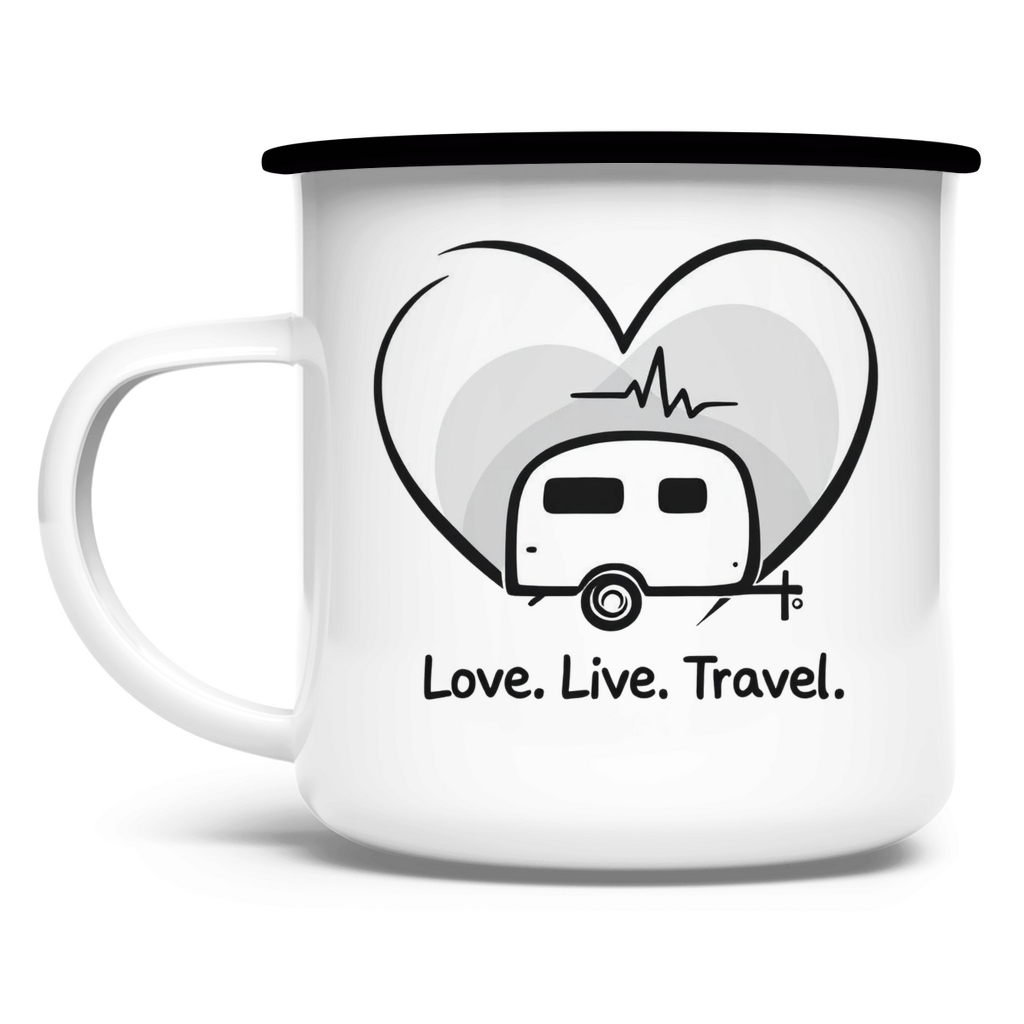 Love.Life.Travel - Emaille Tasse