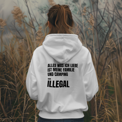Alles was ich liebe ist meine Familie und Camping – Hoodie (Backprint)