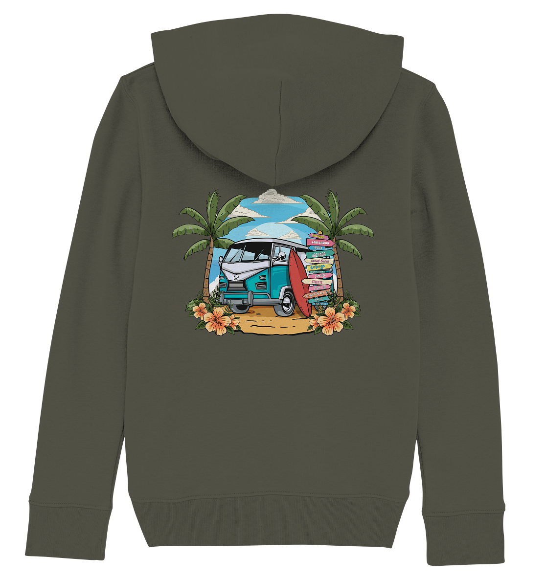 Van & Beach | Backprint - Kids Organic Hoodie