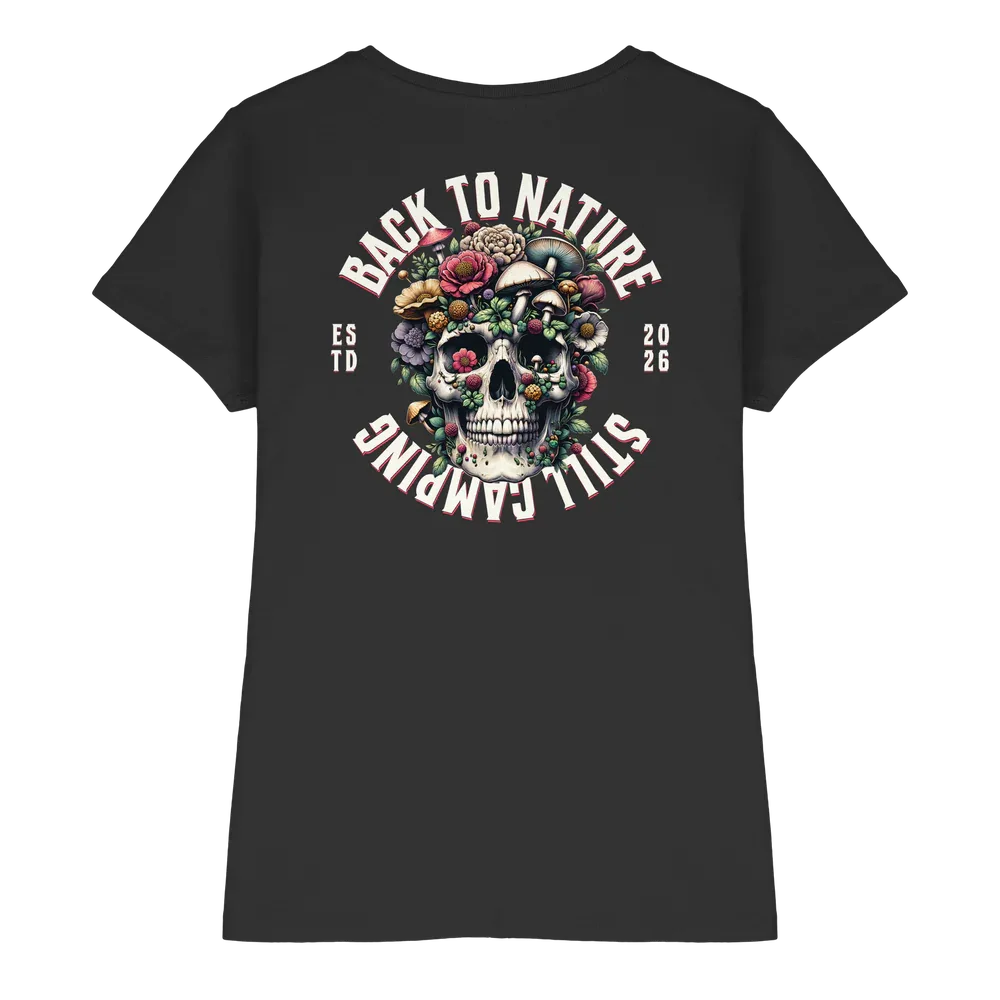 Back to Nature Still Camping - Backprint Frauen Shirt