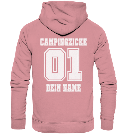 Campingzicke | mit deinem Namen personalisiert | Rückendruck - Organic Basic Hoodie