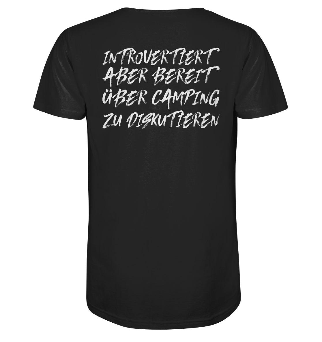 Introvertiert aber bereit über Camping zu diskutieren | Backprint - Organic Shirt