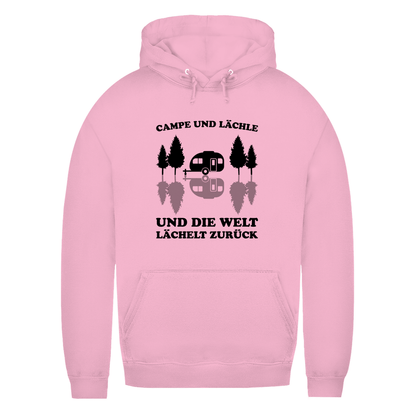 Campe und lächle - Frauen Hoodie - Campingfamilie.de