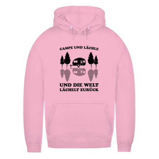 Campe und lächle - Frauen Hoodie - Campingfamilie.de