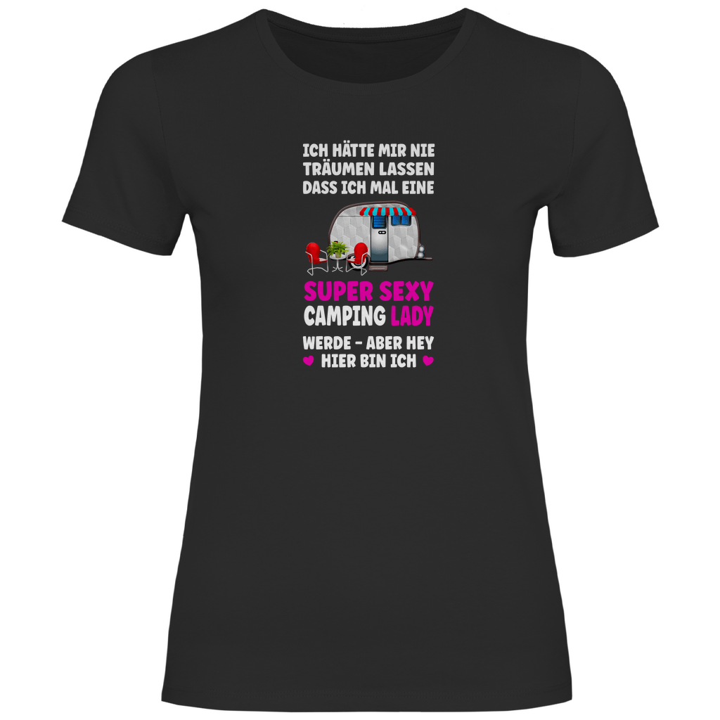 Campe und lächle - Frauen Shirt - Campingfamilie.de