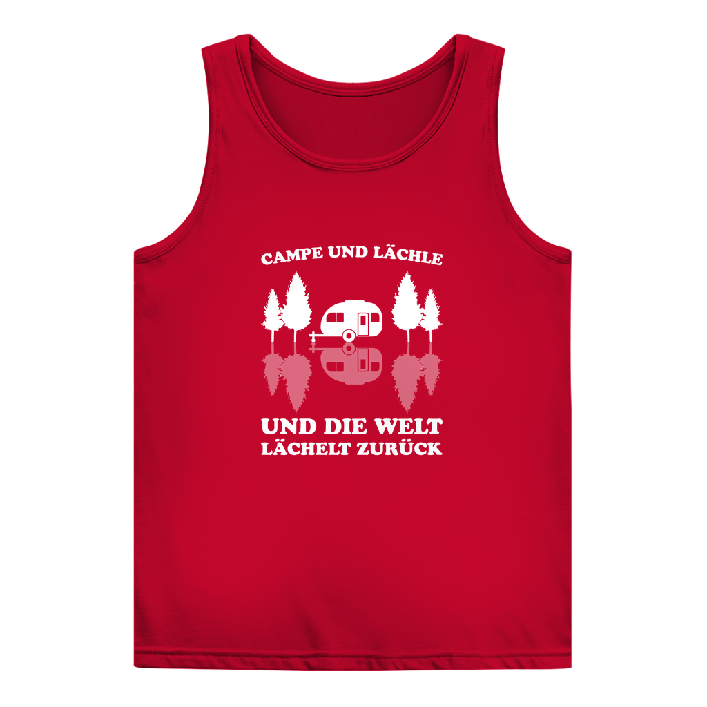 Campe und lächle - Frauen Tank Top - Campingfamilie.de