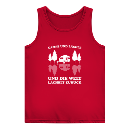 Campe und lächle - Frauen Tank Top - Campingfamilie.de