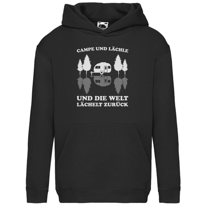 Campe und lächle - Kinder Hoodie - Campingfamilie.de