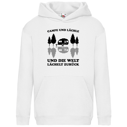 Campe und lächle - Kinder Hoodie - Campingfamilie.de