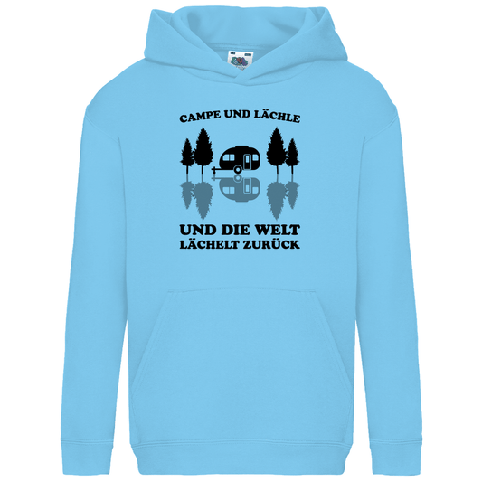 Campe und lächle - Kinder Hoodie - Campingfamilie.de