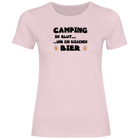 Camping im Blut...und ein bisschen Bier - Frauen Shirt - Campingfamilie.de