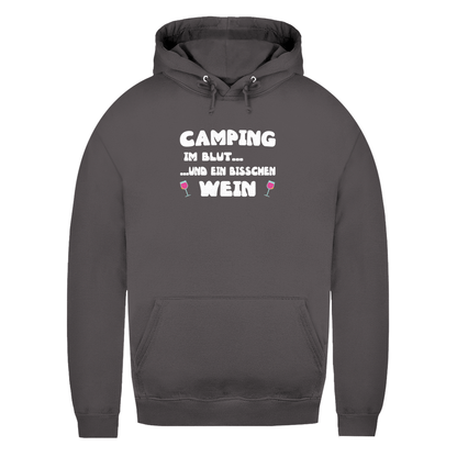 Camping im Blut...und ein bisschen Wein - Frauen Hoodie - Campingfamilie.de