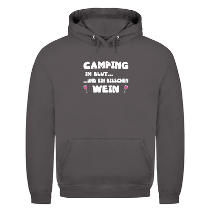 Camping im Blut...und ein bisschen Wein - Herren Hoodie - Campingfamilie.de