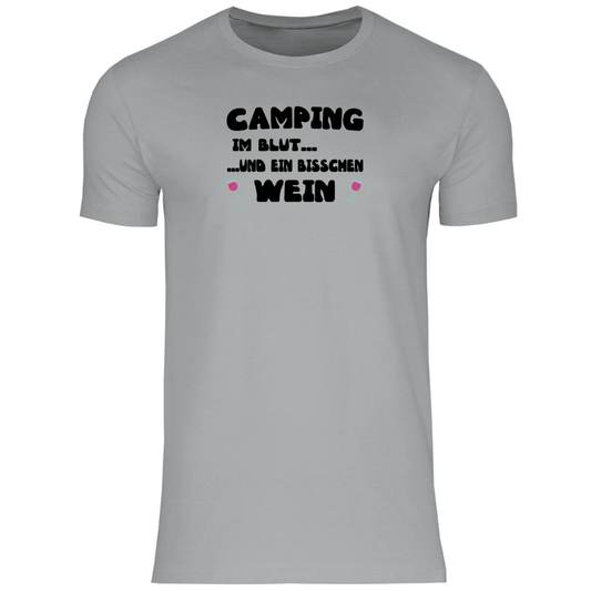 Camping im Blut...und ein bisschen Wein - Herren Shirt - Campingfamilie.de