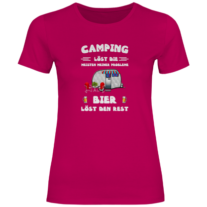Camping löst die meisten Probleme, Bier den Rest - Frauen Shirt - Campingfamilie.de