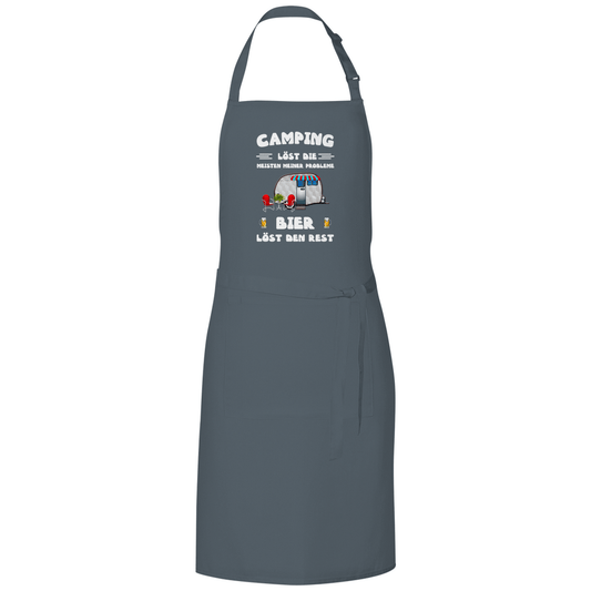 Camping löst die meisten Probleme, Bier den Rest - Grillschürze - Campingfamilie.de