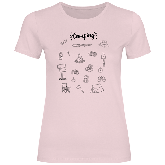 Camping - Motive Kritzeldesign - Frauen Shirt - Campingfamilie.de