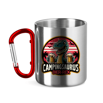 Campingsaurus Bier - Rex - Edelstahl Tasse - Campingfamilie.de