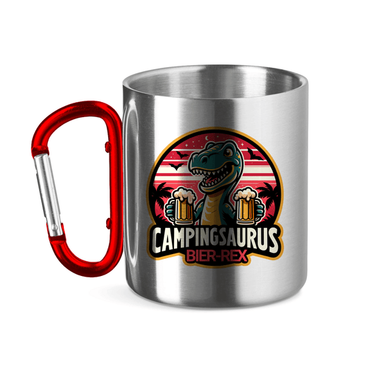 Campingsaurus Bier - Rex - Edelstahl Tasse - Campingfamilie.de