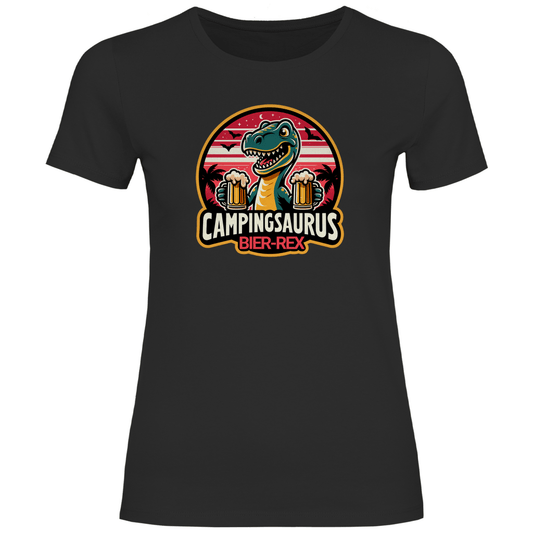 Campingsaurus Bier - Rex - Frauen Shirt - Campingfamilie.de