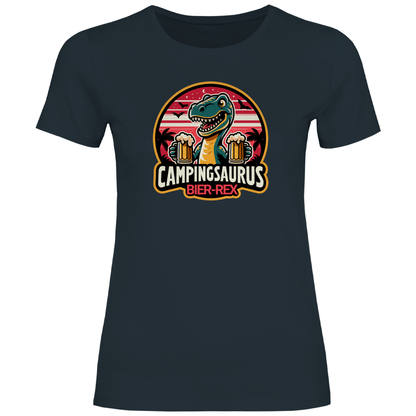 Campingsaurus Bier - Rex - Frauen Shirt - Campingfamilie.de