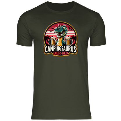 Campingsaurus Bier - Rex - Männer Shirt - Campingfamilie.de
