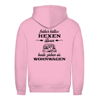 Früher hatten Hexen Besen. Heute ziehen sie Wohnwagen - Backprint Frauen Hoodie