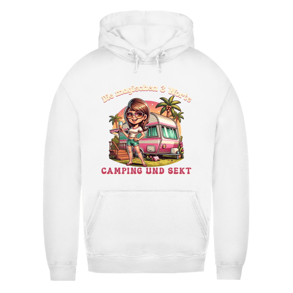 Die magischen 3 Worte: Camping & Sekt - Frauen Hoodie - Campingfamilie.de