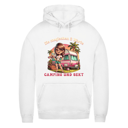 Die magischen 3 Worte: Camping & Sekt - Frauen Hoodie - Campingfamilie.de