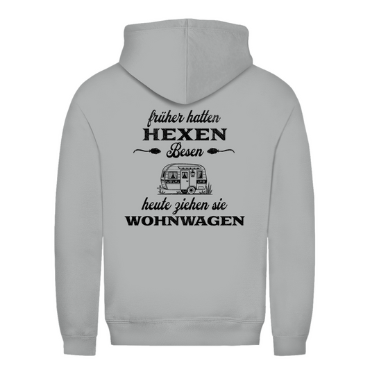 Früher hatten Hexen Besen. Heute ziehen sie Wohnwagen - Backprint Frauen Hoodie
