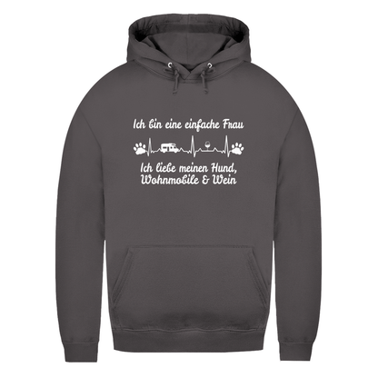 Einfache Frau - Liebe meinen Hund, Wohnmobil und Wein - Frauen Hoodie - Campingfamilie.de